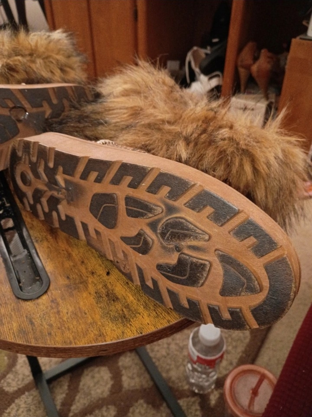 Faux Fur Snake-Print Tall Winter Boots in Brown - Picture 9 of 9